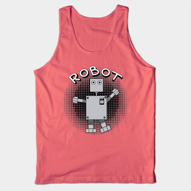 Robot Text Dark Patterned Background Tank Top by Barthol Graphics